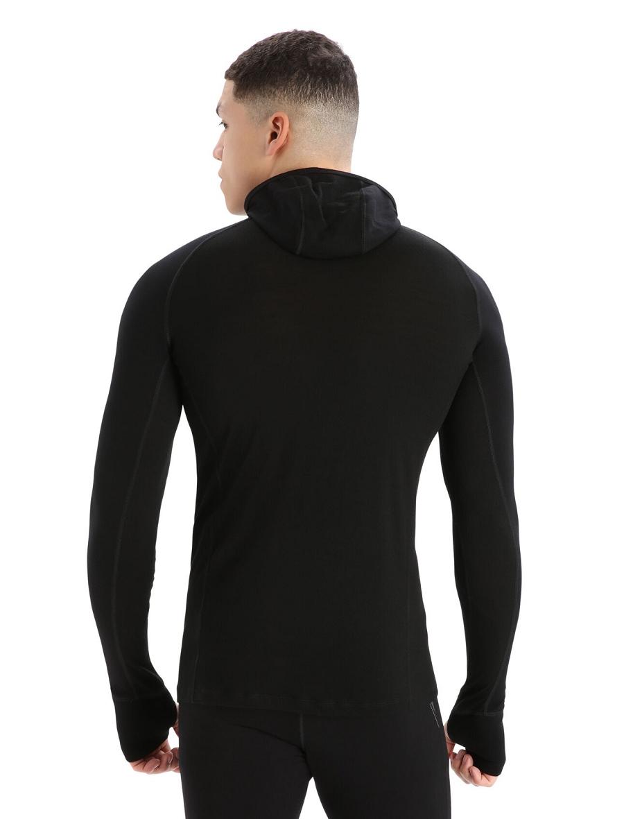 Icebreaker ZoneKnit™ Merino Insulated Long Sleeve Hoodie Férfi Base Layers Fekete | HU 1330SGLO